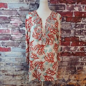 Key Lime & Pink Embellished Tunic Top